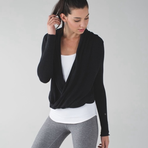 lululemon athletica Sweaters - lululemon Iconic Wrap Sweater Heather Black Sz 4